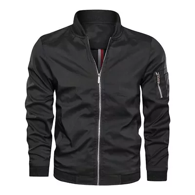 Buy Men's Lightweight Windbreaker Thin Bomber Jacket Casual Full-Zip Autumn Zip Coat • 22.30£