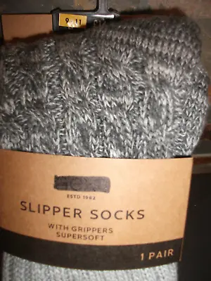 Buy Store Brand Warm Thick Gripper Slipper Socks Fleece Lined Cable Pattern 9 - 11 • 10.99£