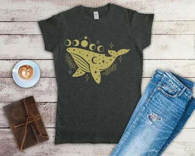 Buy Celestial Whimsical Whale Ladies Fitted T Shirt Sizes Small-2XL • 12.49£