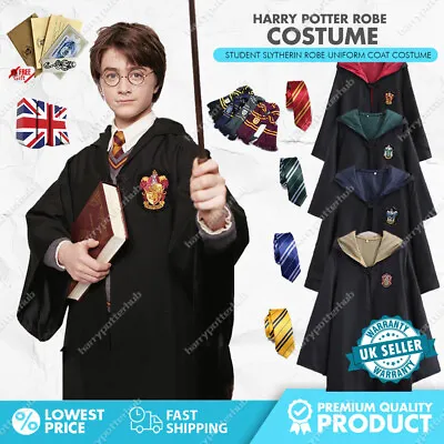 Buy UK Harry Potter Gryffindor Ravenclaw Slytherin Hufflepuff Robe Cloak Tie Costume • 15.99£