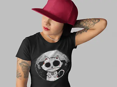 Buy Zombie Cat T-Shirt Womens Ladies Gothic Punk Rock Emo Kitty Nightmare • 11.95£