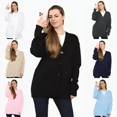 Buy Ladies Women 5 Button Plain Summer Outwear Long Sleeve Knitted Top Cardigan • 16.99£