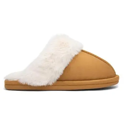 Buy Krush Womens Slippers Tan Adults Ladies Mule Slip On Fur Lining Faux Fur SIZE • 7.99£
