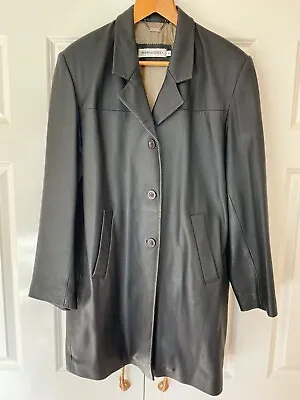 Buy Ashwood Black Ladies Leather Lined Long Jacket Coat Size 16 Soft Supple Excellen • 55£