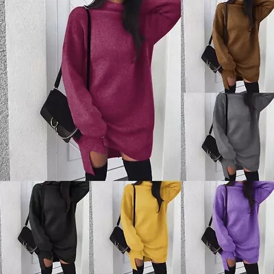 Buy Stylish Women's Turtle Neck Hoodie Dress With Loose Fit For Autumn Winter • 9.95£