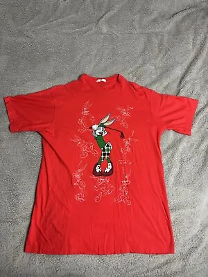 Buy Vintage 90's ST Michael Bugs Bunny Golf Short Sleeve Red T-Shirt Mens Size Large • 18.75£