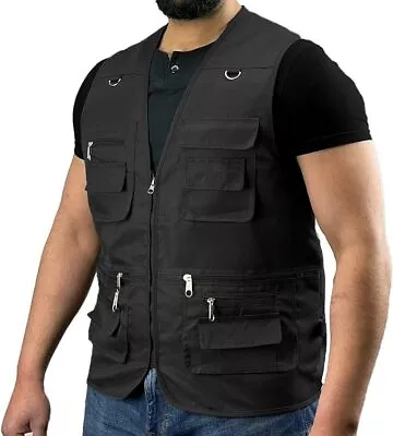 Buy Mens Waistcoat Vest Utility Multi Pocket Workwear Body Warmer Gillet Fisherman • 15.99£