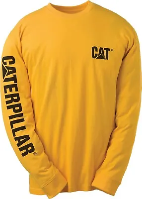 Buy Caterpillar Mens Trademark Banner Tee Yellow Cotton Long-sleeve T-Shirt #1510034 • 26.90£