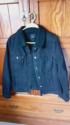Buy Next Black Fleece Lined Denim Jacket - Size 12 • 3.99£