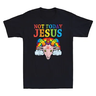 Buy Today Not Jesus Satan Goat Satanic Rainbow Satanism Gift Vintage Men's T-Shirt • 14.99£