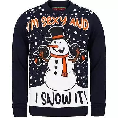 Buy Christmas Snow It Workout Mens Christmas Jumper - Navy • 17.99£