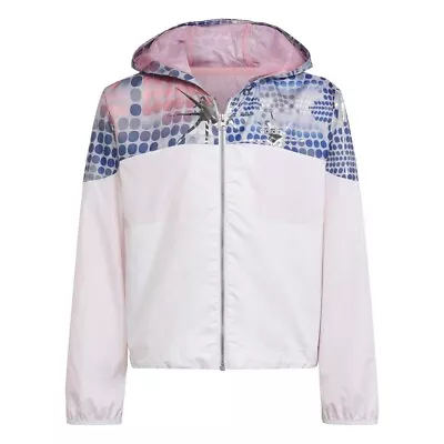 Buy Adidas Girls Windbreaker Jacket / White Blue Pink / RRP £45 • 17£