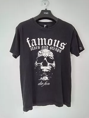 Buy Famous Stars And Straps Skull Print T-Shirt Size S Black Mix Cotton Used F2 • 9.99£