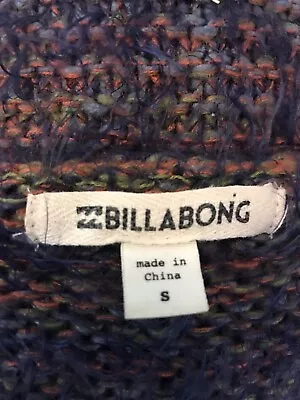 Buy BILLABONG Cotton Rich Fluffy Twill Long Line V Neck Jumper Size S 40” Chest • 14£