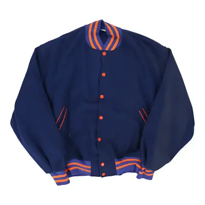 Buy Unbranded Varsity Jacket - Large Navy Cotton • 16.69£