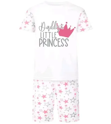 Buy Girl Shorts T Shirts Star Print Daddys Little Princess Pyjamas Pjs Baby Kids • 12.99£