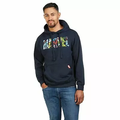 Buy Marvel Mens Hoodie Logo Characters Pullover Jumper Navy S - XXL Official • 27.49£