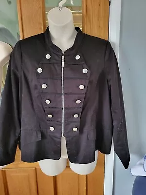Buy Simply Be Black Cotton Lined Military Style Jacket Goth? Size 24 • 9.99£