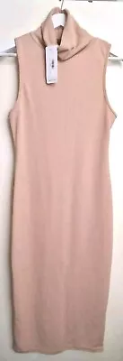 Buy I Saw It First Ribbed Bodycon Dress Cowl Neck Midaxi UK12 US8 EU40 Nude Beige • 14.99£