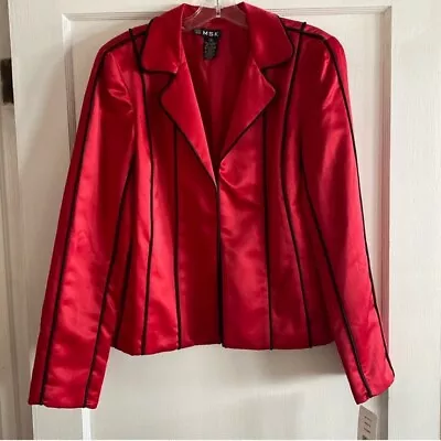 Buy MSK Y2K Red And Black Satin Open Blazer Jacket- Size M • 14.46£