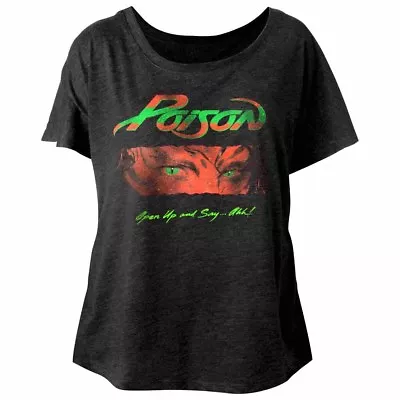 Buy Poison Open Up And Say Ahh Women's Dolman Top Rock Band Music Tour Merch T Shirt • 30.36£