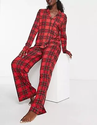 Buy In The Style Red Check  Button Through Long Sleeve Christmas Pj Set Bnwt (b) • 10£