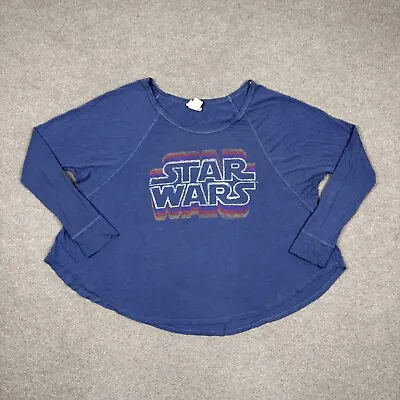 Buy Star Wars T Shirt Womens Size M Blue Long Sleeve Oversized Junk Food Ladies • 7.09£