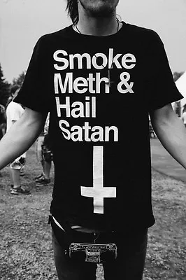 Buy Smoke Meth & Hail Satan T Shirt Hipster Skater Hipsta  • 14.99£