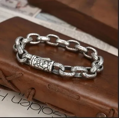 Buy Men's Solid 316L Engraved Stainless Steel Braid Bracelet Jewellery Man Gift UK • 14.89£