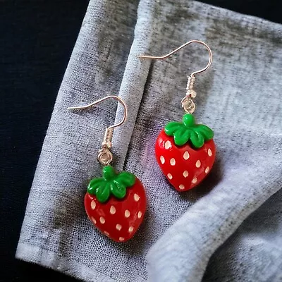 Buy STRAWBERRY Earrings Strawberry Charms Nickel-free Jewellery  Sterlingsilver Hook • 2.99£