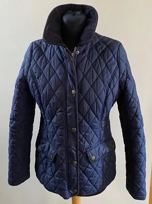 Buy Mistral Navy Blue Quilted Jacket With Cord Collar Size 8 • 6.75£