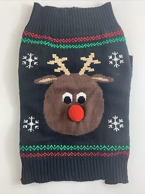 Buy Christmas Sweater Red Nosed Reindeer Cat Dog Pet Knitwear Party Dress • 9.54£