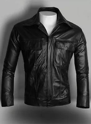 Buy Men's Leather Shirt-Mens Rock N Roll Elvis Presley Biker Black Leather Jacket • 21.22£