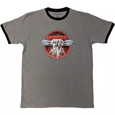 Buy Van Halen 'Circle Logo' Grey Ringer T Shirt - NEW • 15.99£