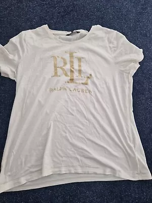 Buy Ralph Lauren Crea Gold Foil T Shirt Size Large • 10£
