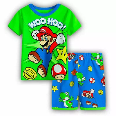 Buy Kids Boys Super Mario Summer Short Sleeve T-Shirt Shorts Outfit Clothes Set • 10.82£