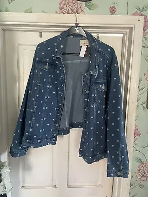 Buy Ladies Blue Heart Denim Jacket Sz 30 Plus Simply Be New • 25£