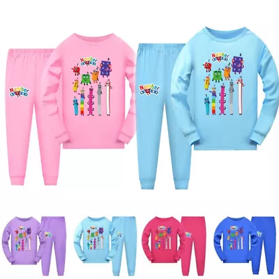 Buy Boys Girls Number Blocks Print Tops Pants Outfits Set Kids Nightwear Pyjamas Pjs • 4.74£