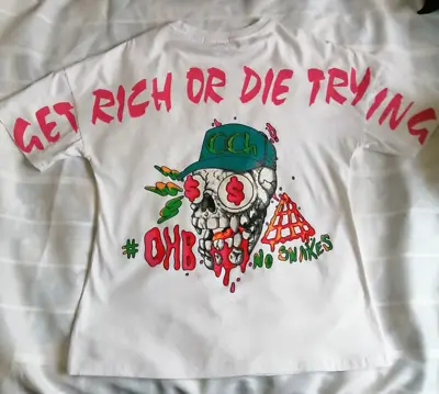 Buy MAMS T Shirt Hustle Everyday Get Rich Or Die Trying OHB No Snakes Size M • 12.95£