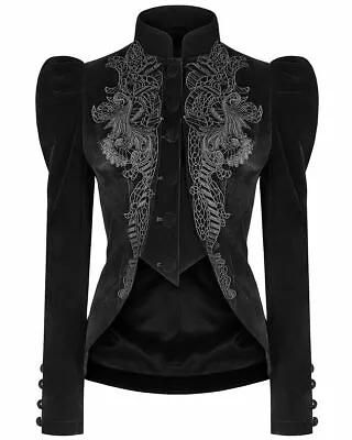 Buy Punk Rave Womens Gothic Riding Jacket Coat Black Velvet Lace Steampunk Victorian • 40.79£