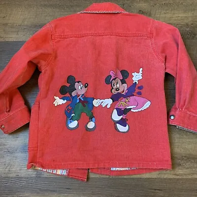 Buy Girls CUSTOM Hand Painted Disney MICKEY MOUSE & Minnie Denim Jean Jacket Size 6 • 31.37£