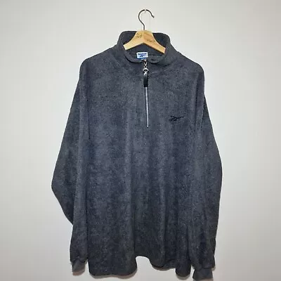 Buy Reebok - Mens Extra Large Grey Vintage Fleece 1/4 Zip Jacket Pullover • 0.99£