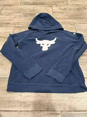 Buy Boys Under Armour The Rock Bill Blue Hoodie Size Large • 11.87£