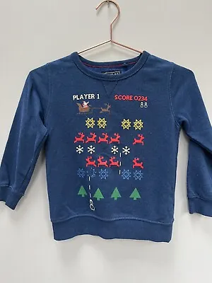 Buy NEXT Christmas Sweatshirt Boys Age 7 Blue Video Game Jumper Pixel • 3.50£