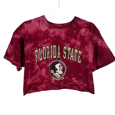 Buy Florida State Champion Shirt Womens Large Red Tie Dye Cropped Short Sleeve • 15.11£