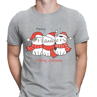 Buy Merry Christmas Cats Santa Hat Xmas Party Gift Funny Novelty Mens T-Shirts #UJG • 6.99£