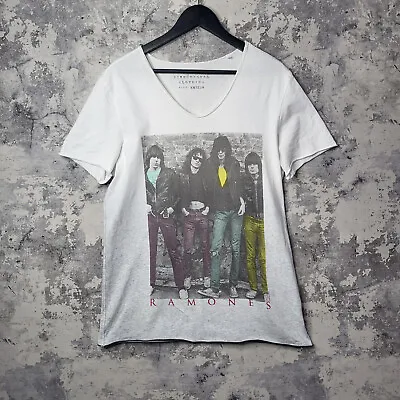 Buy Ramones Band T Shirt White Low Cut V Neck Mens Medium River Island Top • 21.95£