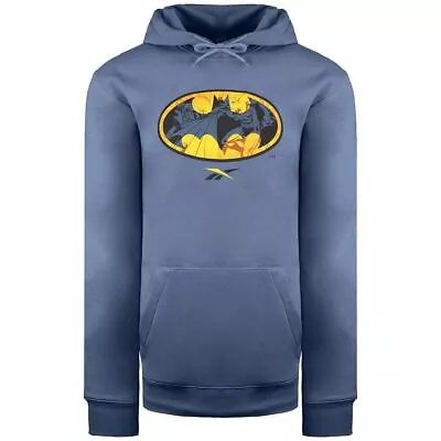 Buy Reebok X DC Batman Logo Long Sleeve Pullover Mens Blue Hoodie IB5817 • 48.99£