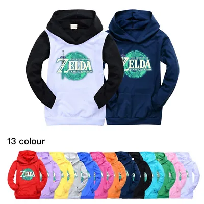 Buy New Boys Girls Casual Hoodie Zelda Pocket Hooded Sweatshirt Tops Kids Xmas Gift  • 12.98£