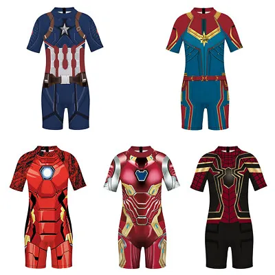 Buy Spiderman Kids Swimsuit Captain America Swimwear Iron Man Captain Marvel Costume • 9.90£